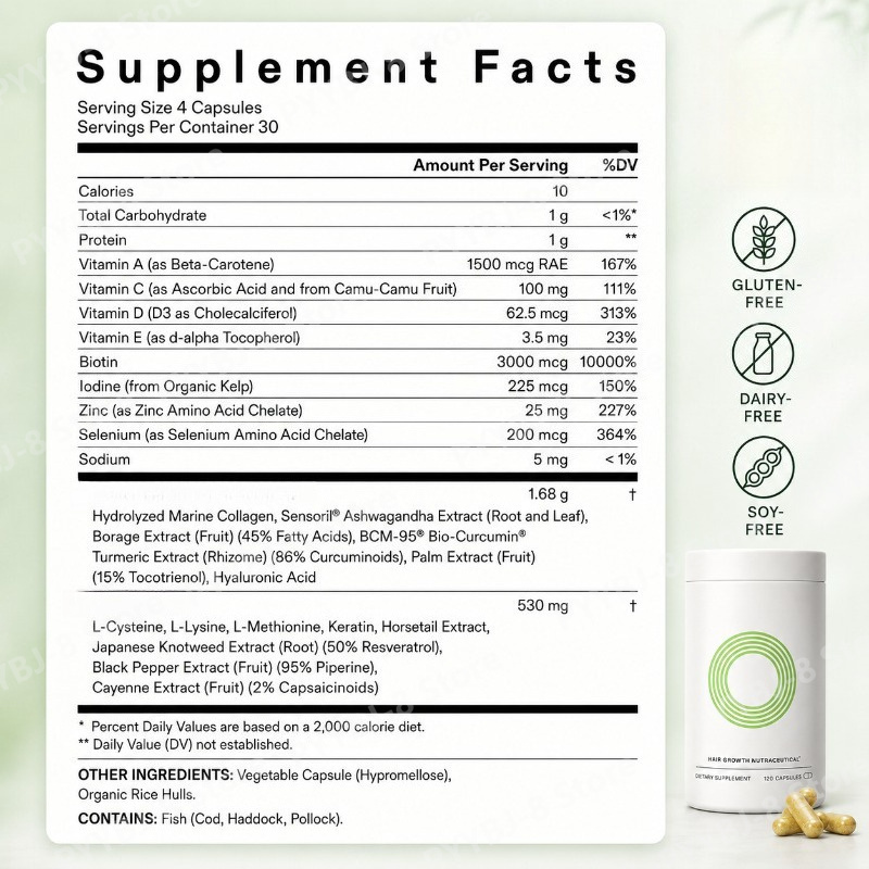 120カプセル入り女性用ヘアウェルネスカプセル。ビオチン、ビ - Herbal Wellness Blend のレビューと価格