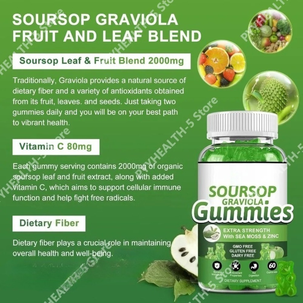 サワーソップ グラビオラ グミ 2000mg 海藻亜鉛ビタミ - Herbal Wellness Blend のレビューと価格